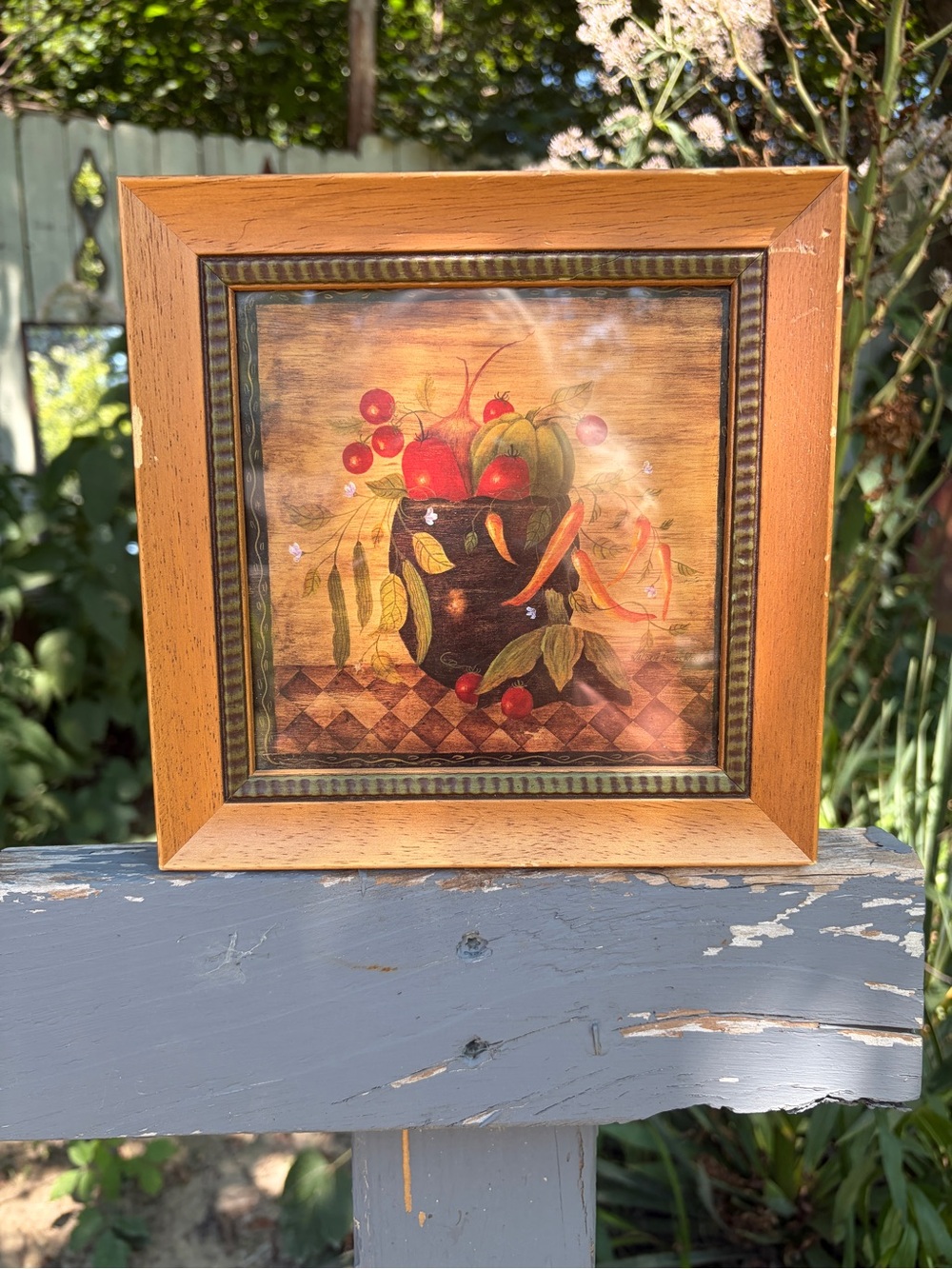 Vintage Valorie Evers Wenk Framed Print Kitchen Art Rustic Vegetable Still Life